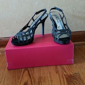 Charcoal gray glittery heels